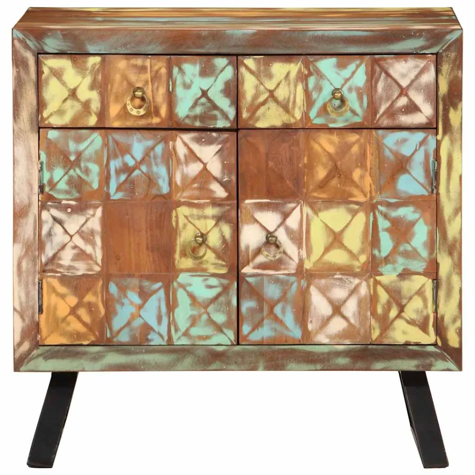 vidaXL Ladekast 70x35x70 cm massief gerecycled hout meerkleurig, foto 3