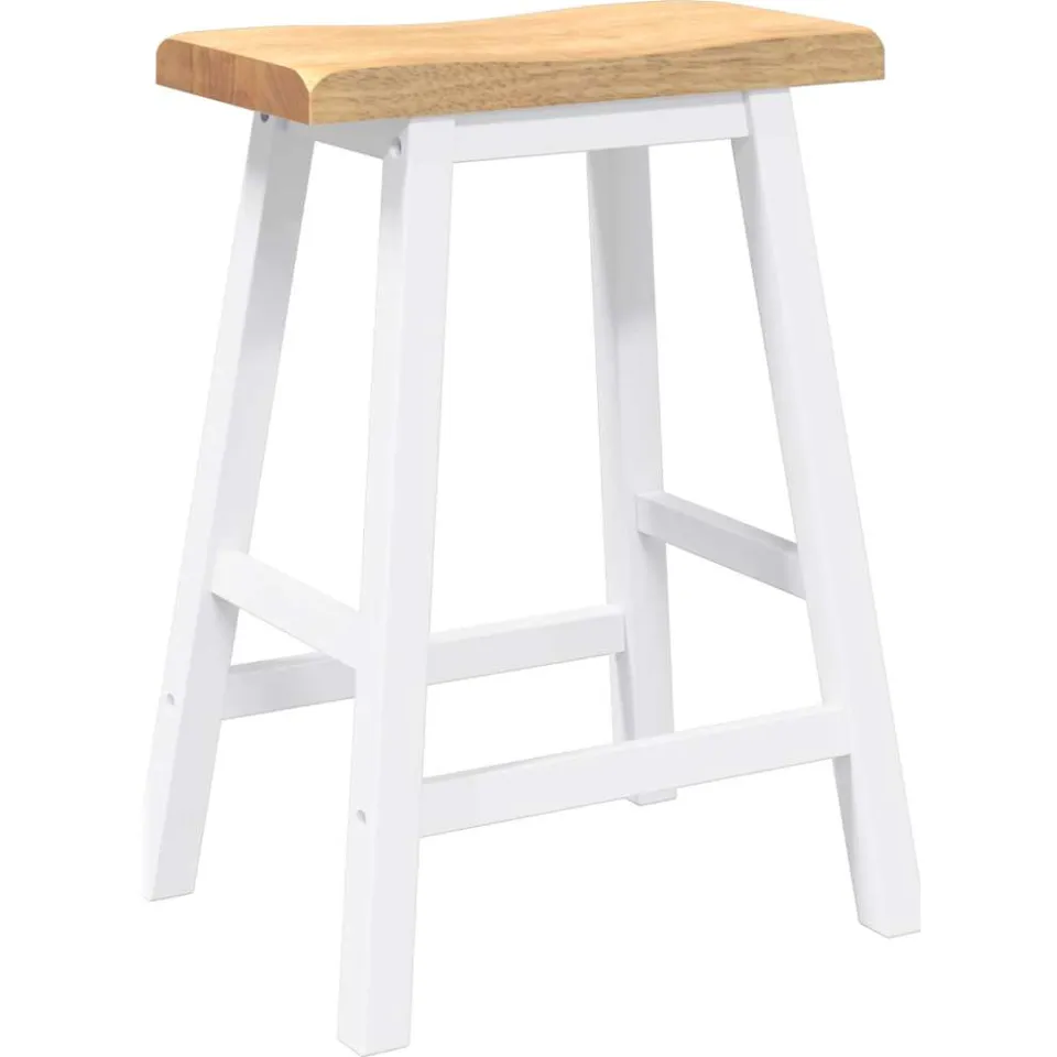 vidaXL Barkrukken 2 stuks Wit Massief Hout Rubber, foto 4
