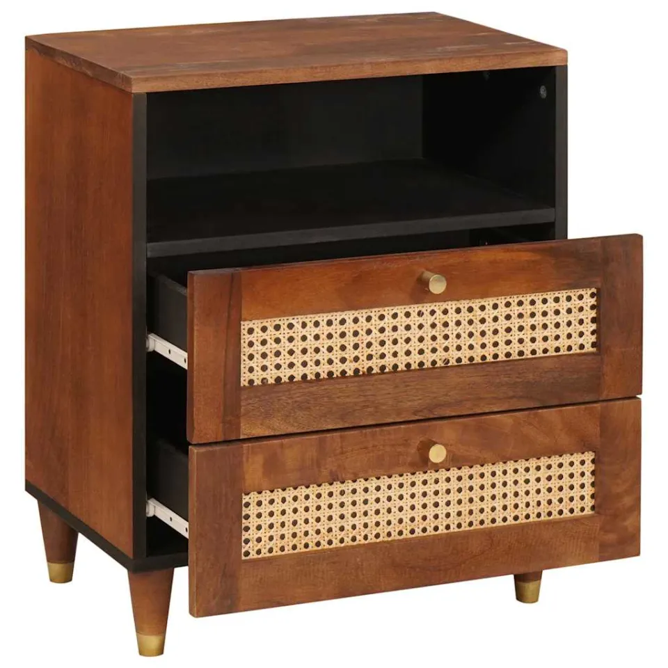 vidaXL Nachtkastjes 50 x 33 x 62 cm Massief Mango Hout bruin, foto 2