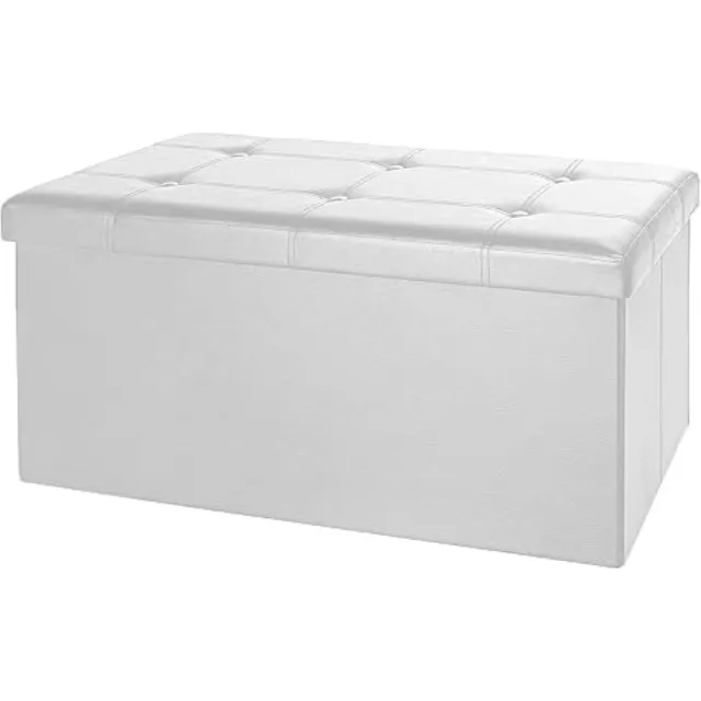 PromoHome Moderne 2-in-1 Zitbank met Opbergruimte Kunstleer Klapbaar 80x38x38cm 100l Opbergbank Poef Voetenbank "Zwart"