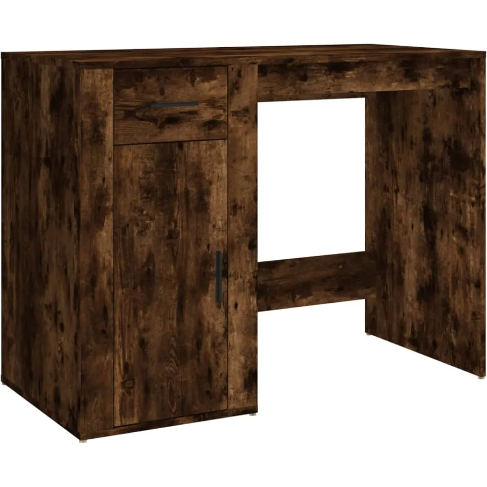 vidaXL Bureau 100x49x75 cm bewerkt hout gerookt eikenkleurig Bruin