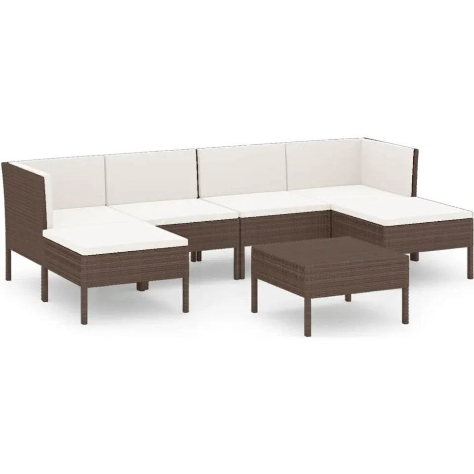 vidaXL 7-delige Loungeset met kussens poly rattan bruin, foto 3