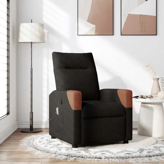 vidaXL Massagestoel - verstelbaar - stof - zwart zwart en bruin