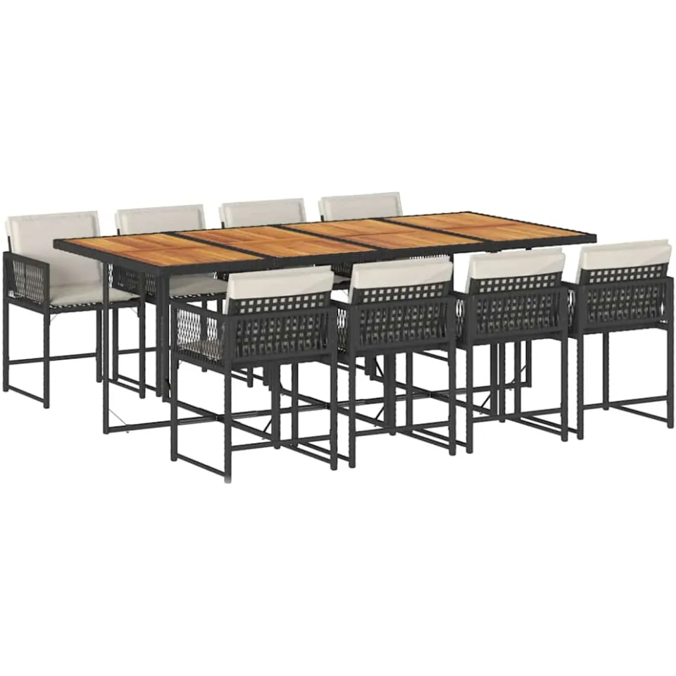 vidaXL 9-delige Tuinset poly rattan zwart, foto 3