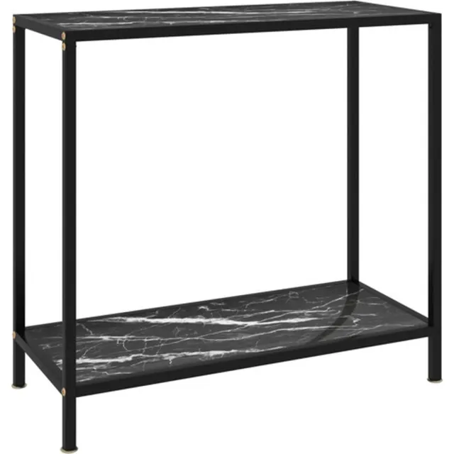 vidaXL Wandtafel - 80x35x75 - cm - gehard - glas - zwart