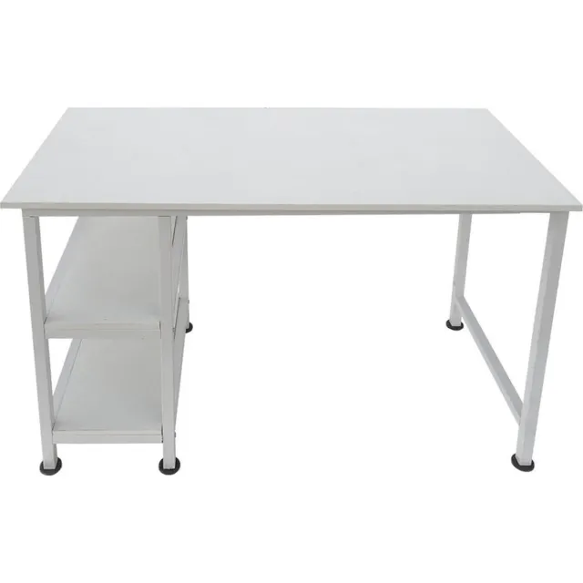 VDD Bureau computer tafel - met opbergplanken - wit metaal hout - 110 cm breed