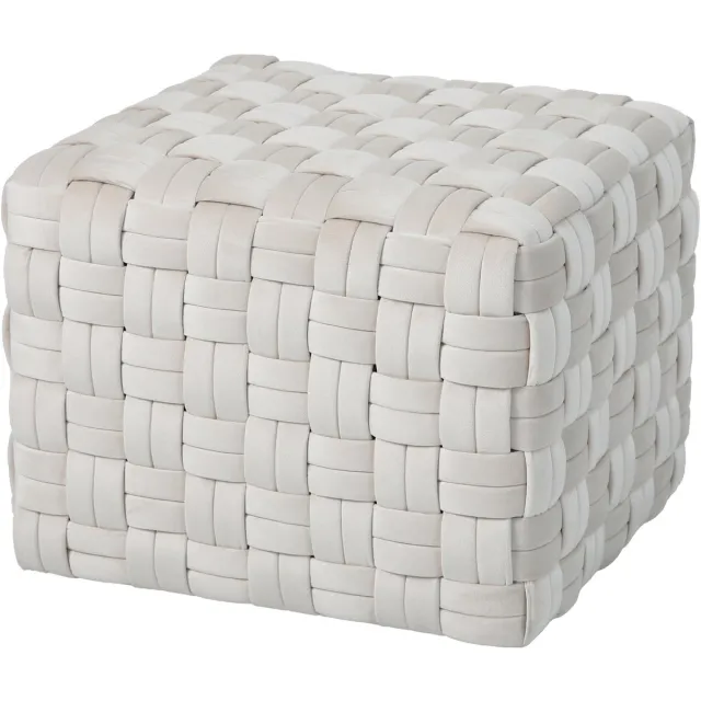 SVITA POPPY kruk zitpoef geweven zitting kruk voetenbank voor fauteuil fluweel beige Beige Velvet