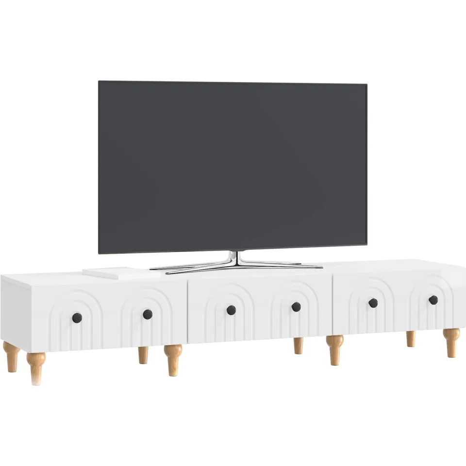 vidaXL TV-kast met lade Hoogglans Wit 147 x 34,5 x 30 cm Bewerkt hout, foto 3