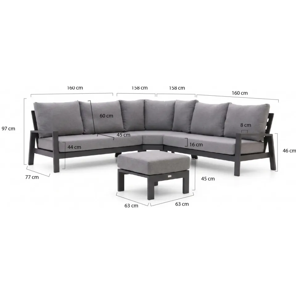 Tierra Outdoor Musone hoek loungeset 4-delig 5-zits grijs, foto 3