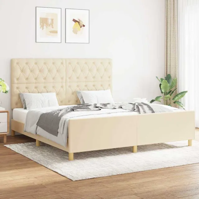 vidaXL Bedframe zonder matras stof crèmekleurig 160x200 cm