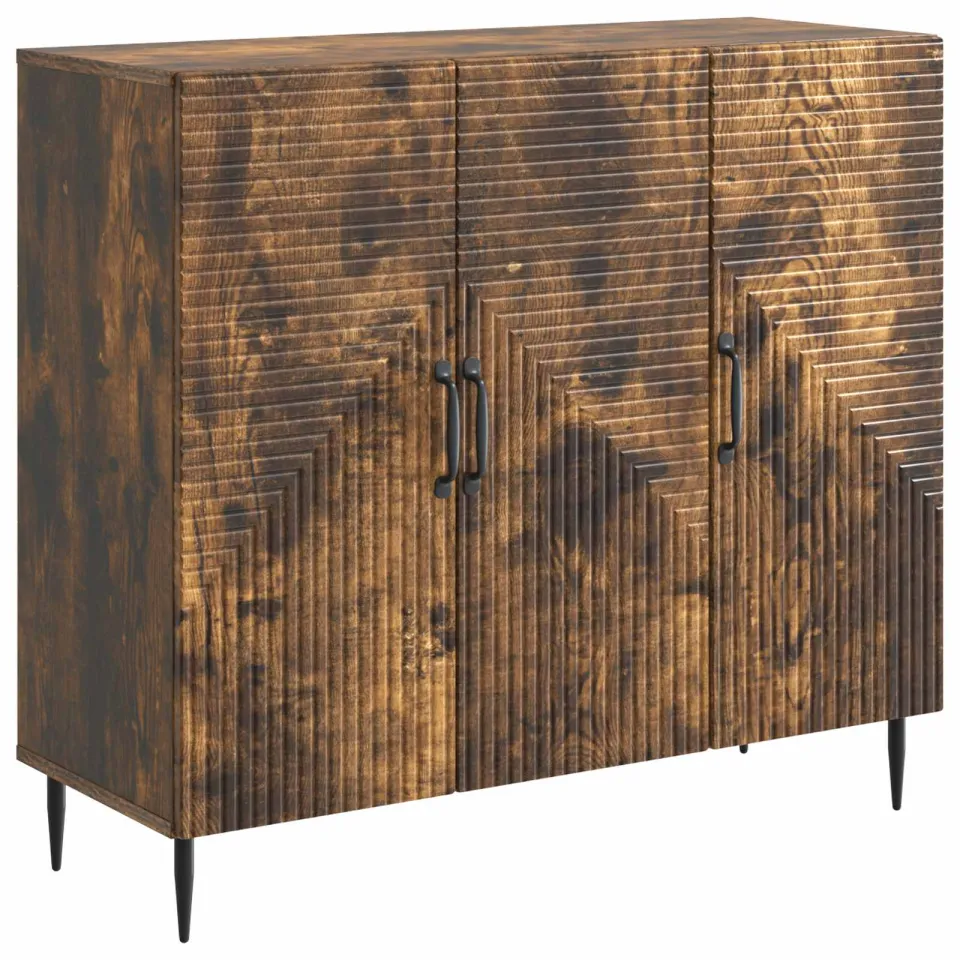 vidaXL Dressoir Gerookt eiken 89 x 34,5 x 80 cm Bewerkt hout, foto 3