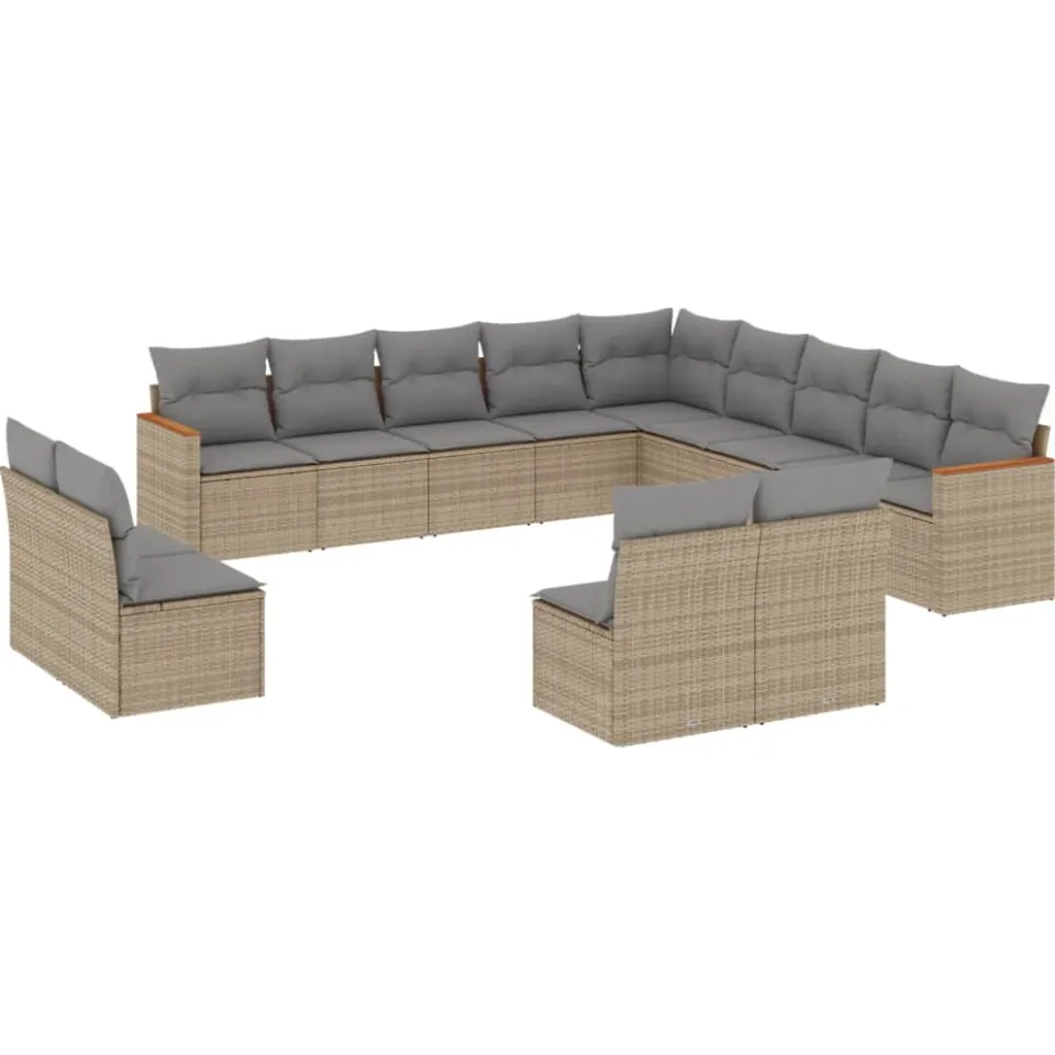vidaXL Patio Sofa Set 13-zits Gemengd beige, foto 3