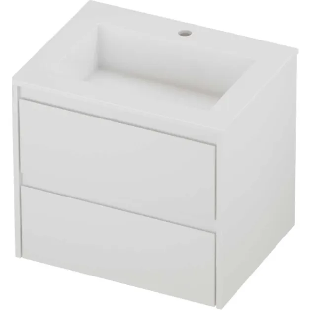 Proline Aristo Badmeubelset Polystone Elegant 1 Kraangat 60x46x54 cm Glans Wit Mat Wit