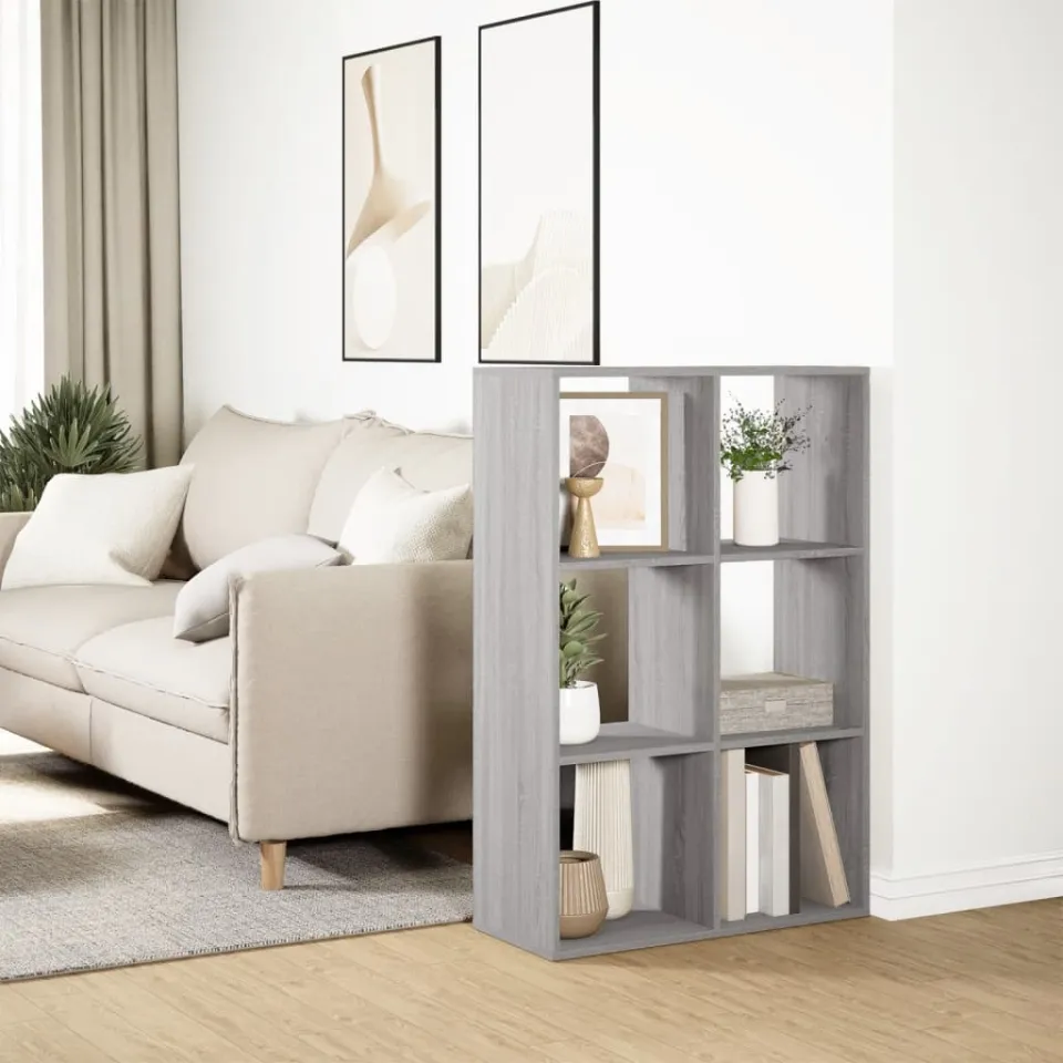 vidaXL Kamerscherm / boekenkast 69,5x29x103,5 cm hout grijs sonoma, foto 4