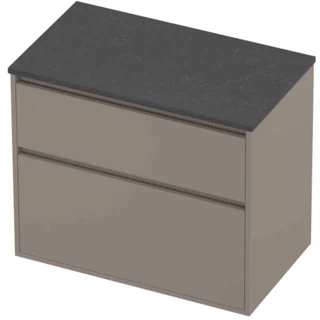 Proline Deck Badmeubelset Hardsteen Greeploos Asymmetrisch Kader 80x46x67 cm Blue Stone Clay Beige