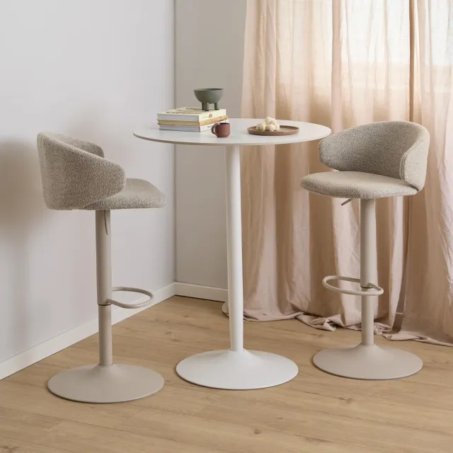 Bendt Ronde Bartafel 'Tempest' Keramiek met marmerprint, 80cm, kleur Wit