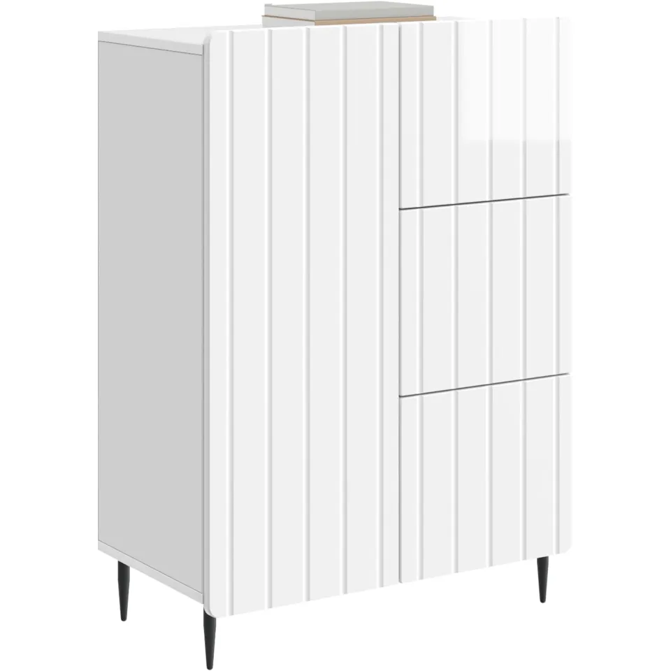 vidaXL Dressoir Hoogglans Wit 66 x 34,5 x 91,5 cm Bewerkt hout