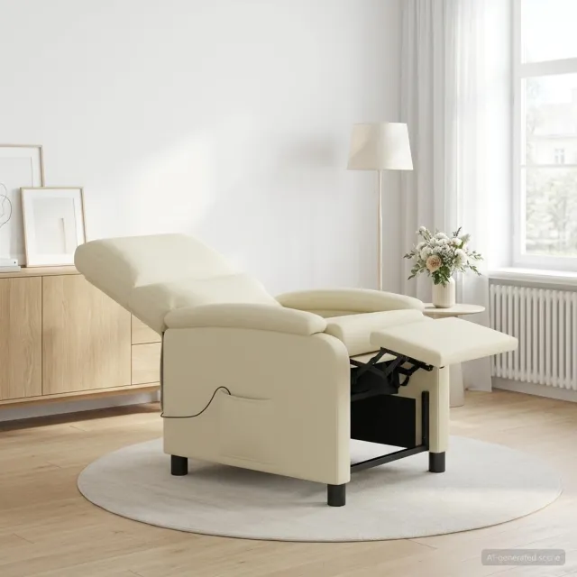 vidaXL Massage Recliner Crèmekleurig Kunstleer
