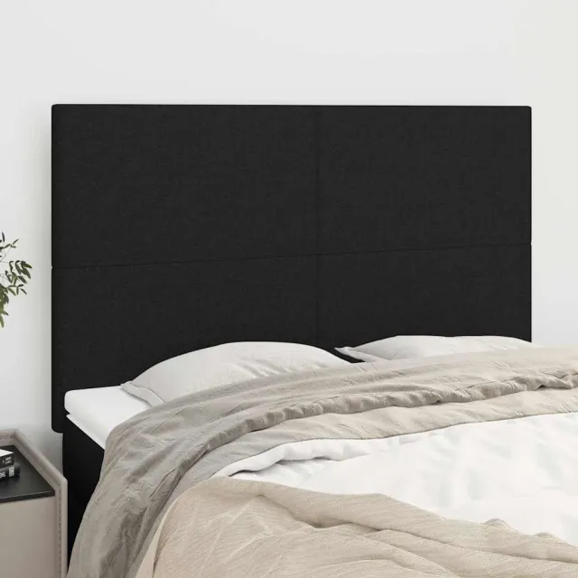 vidaXL Hoofdbord zwart 144x5x118/128 cm stof