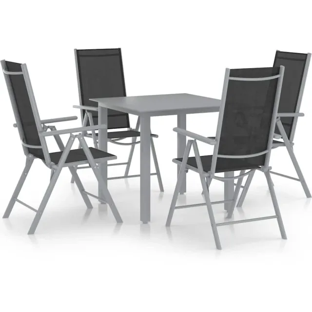 vidaXL 5-delige Tuinset aluminium zilverkleurig en zwart