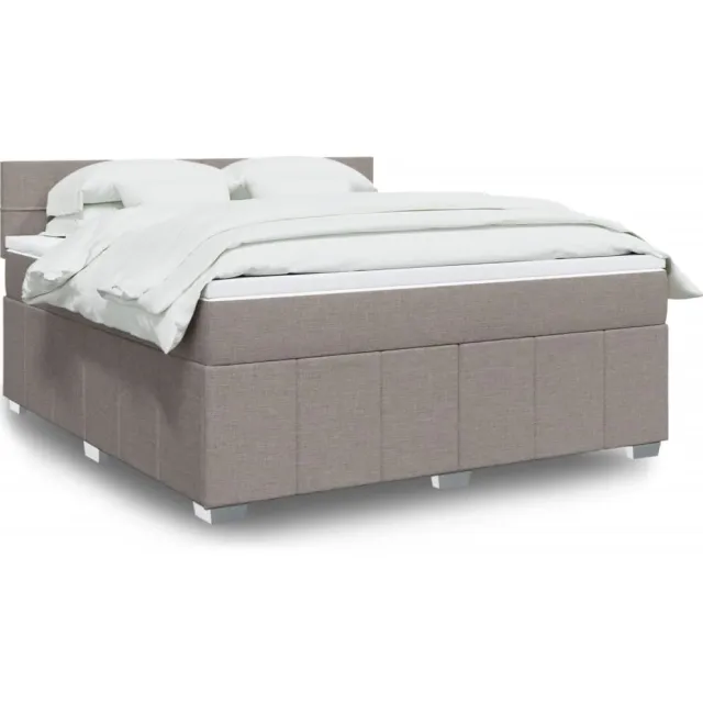 vidaXL Boxspring met matras stof taupe 180x200 cm