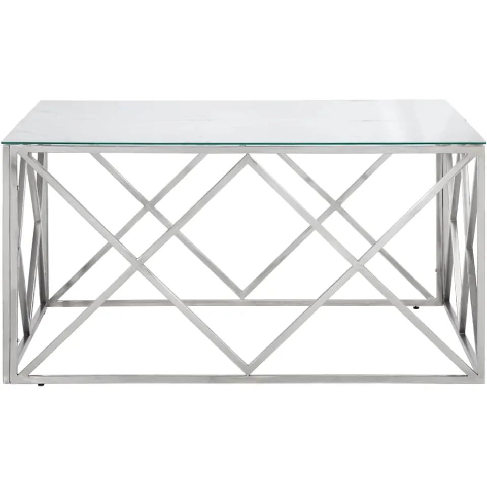 vidaXL Salontafel roestvrijstaal en gehard glas zilverkleurig