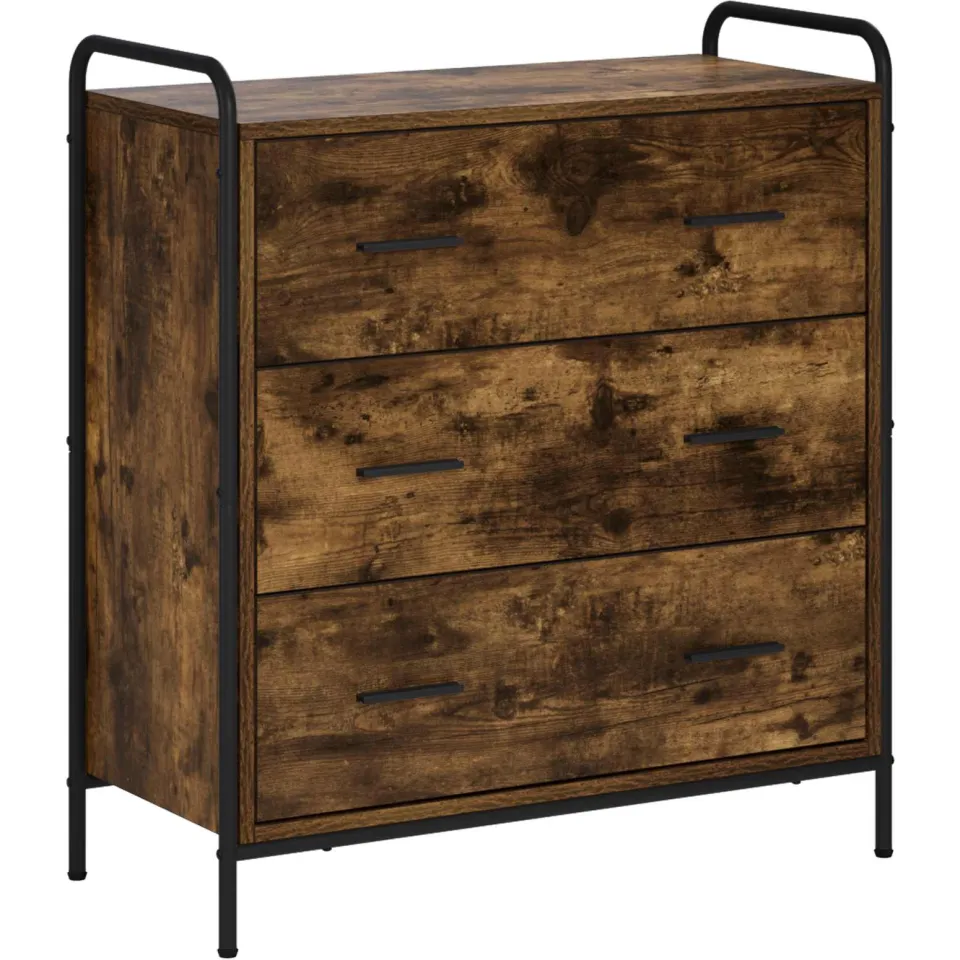 vidaXL Dressoir Gerookt eiken 97 x 33 x 81 cm Bewerkt hout, foto 3