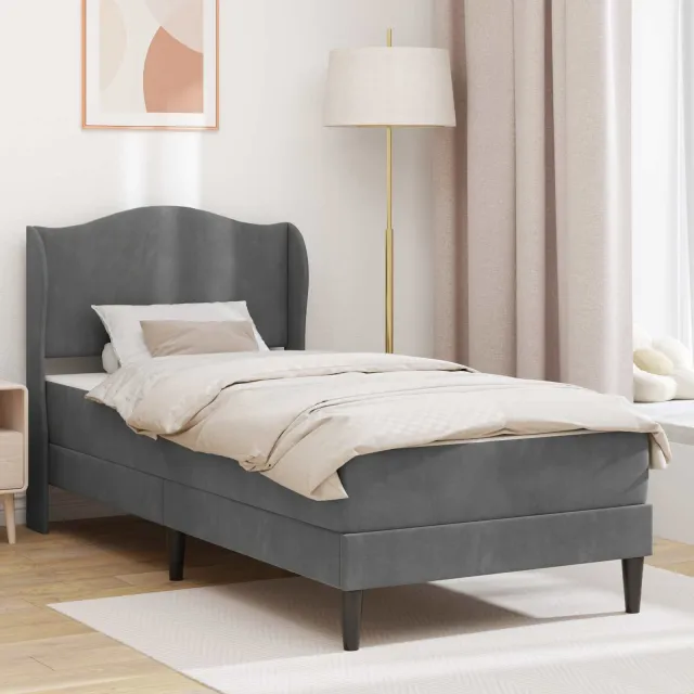 vidaXL Bedframe met matras Donkergrijs 90 x 190 cm fluweel