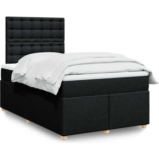 vidaXL Boxspring met matras stof zwart 120x200 cm