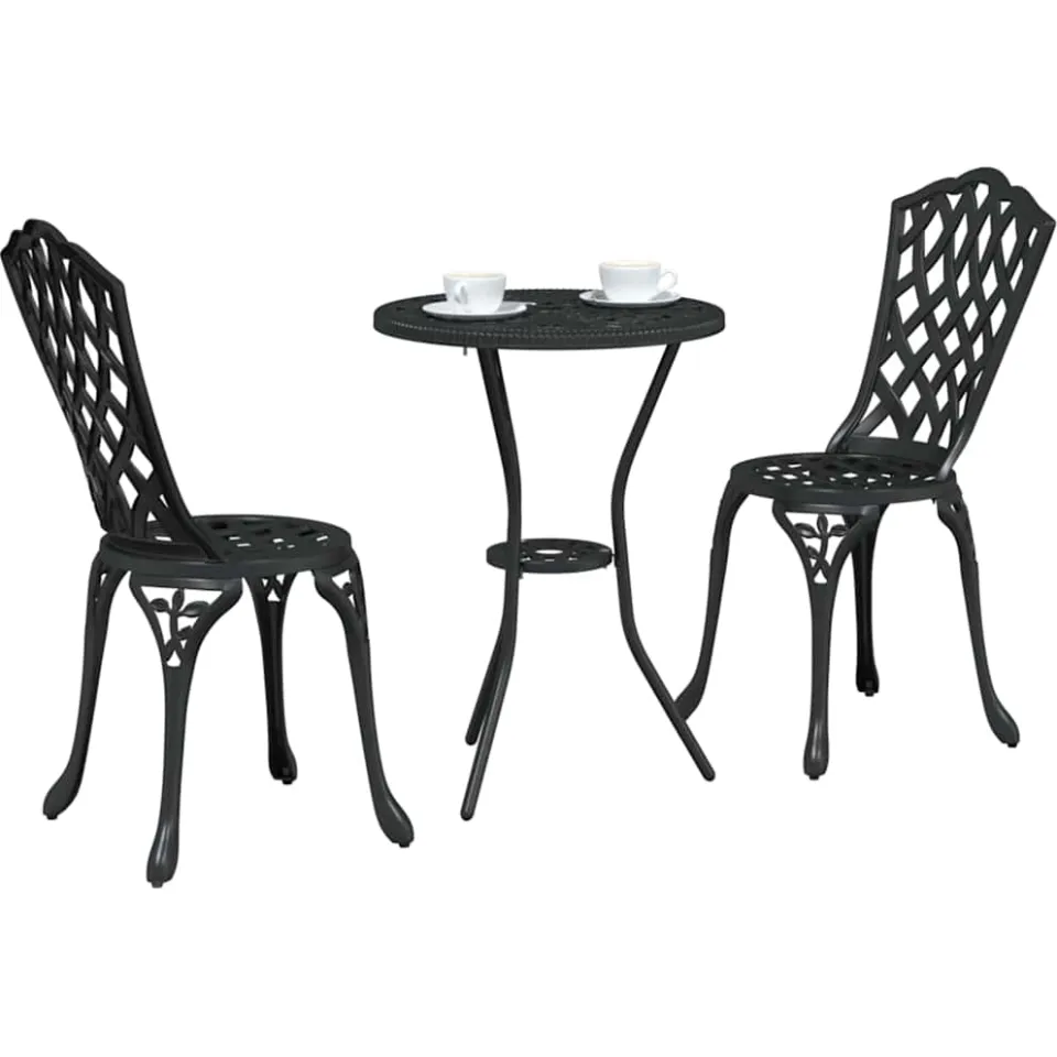vidaXL Tuin Bistro Set 3 st Zwart Aluminium