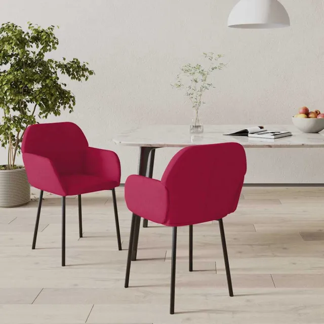 vidaXL Eetkamerstoelen 2 st fluweel wijnrood, foto 2