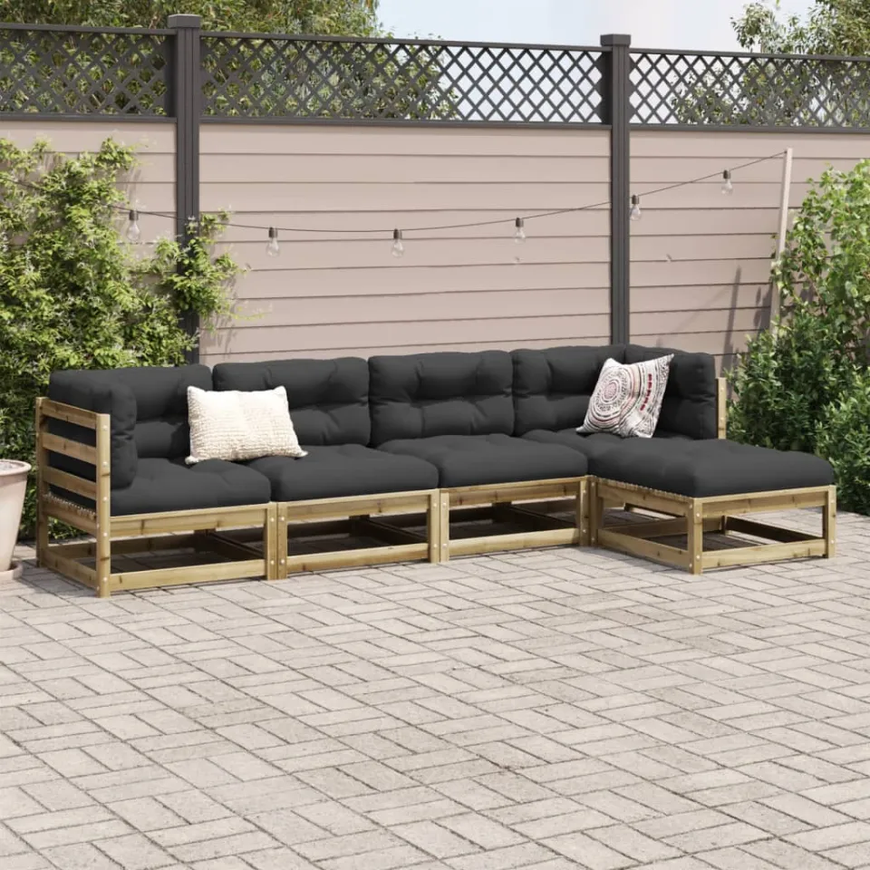 vidaXL 5-delige Loungeset geïmpregneerd grenenhout bruin, foto 3