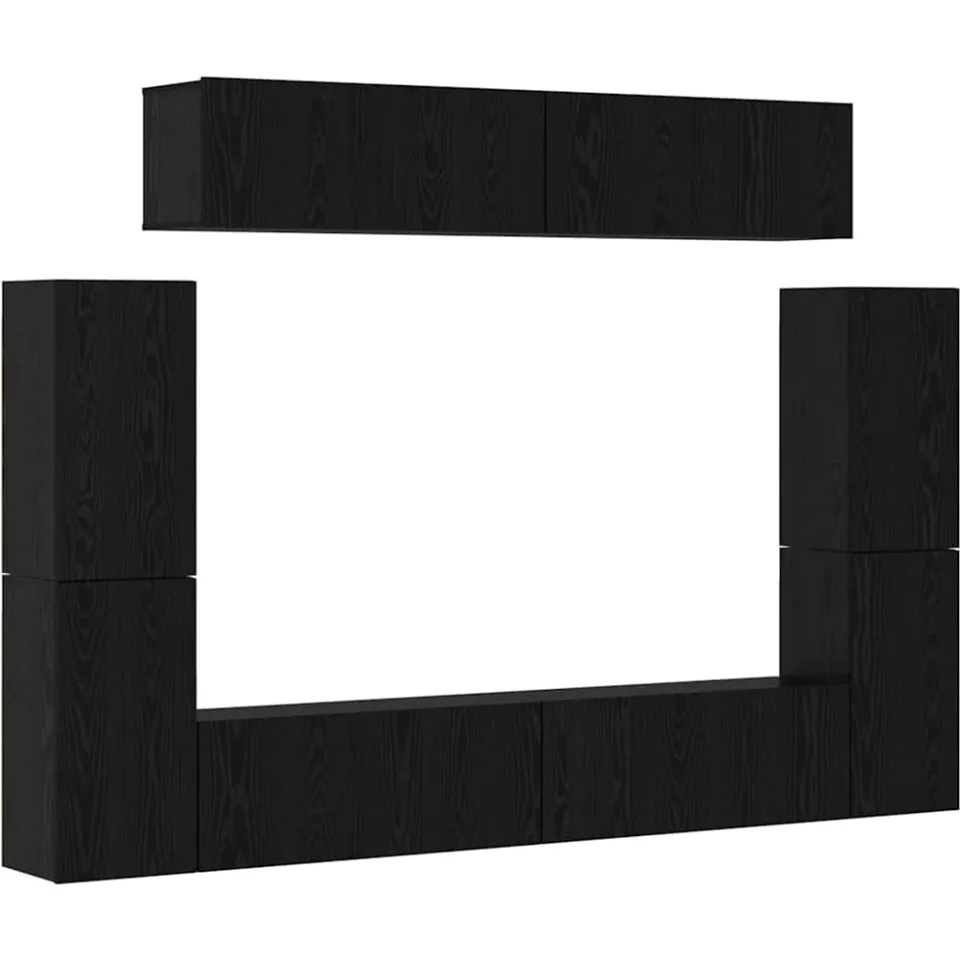 vidaXL Tv-meubelset 8 st 80 x 30 x 30 cm Zwart eiken