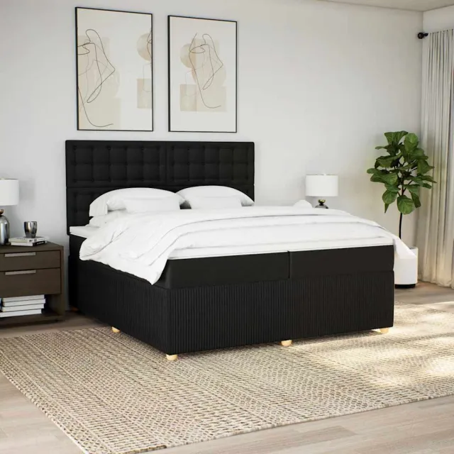 vidaXL Boxspring met matras stof zwart 200x200 cm