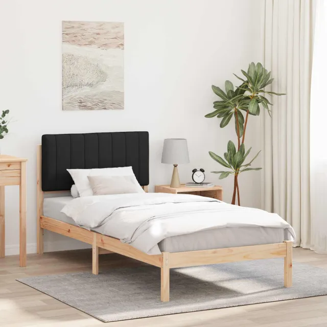 vidaXL Bedframe met Gevoerd Hoofdgedeelte Naturel en Zwart 90 x 200 cm Bruin