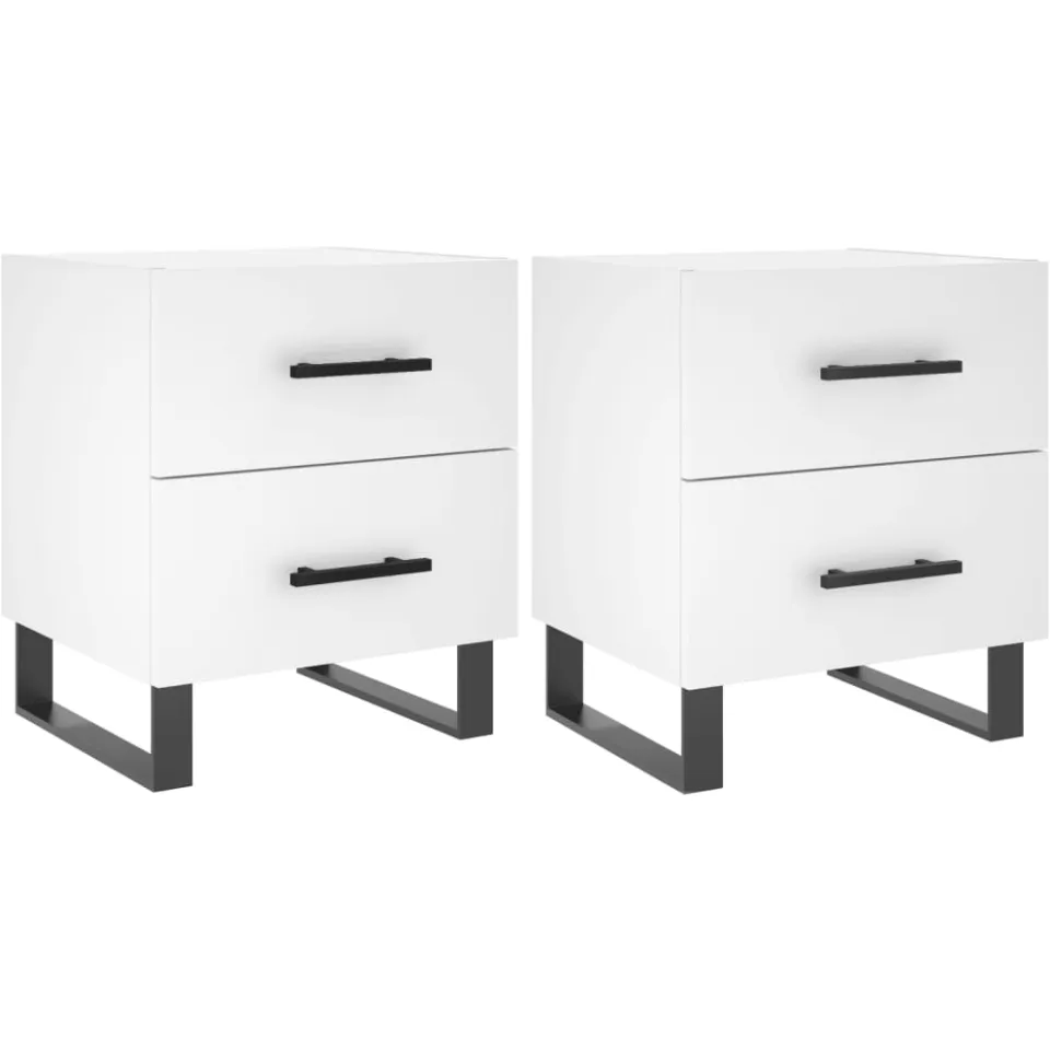 vidaXL Nachtkastjes 2 st 40x35x47,5 cm bewerkt hout wit, foto 3