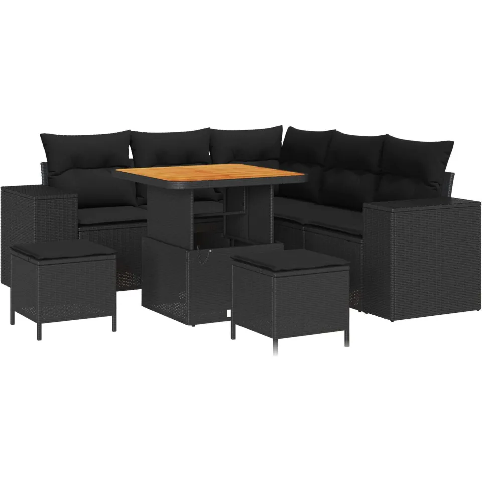 vidaXL Tuin Sofa Set 8 st Zwart poly rattan
