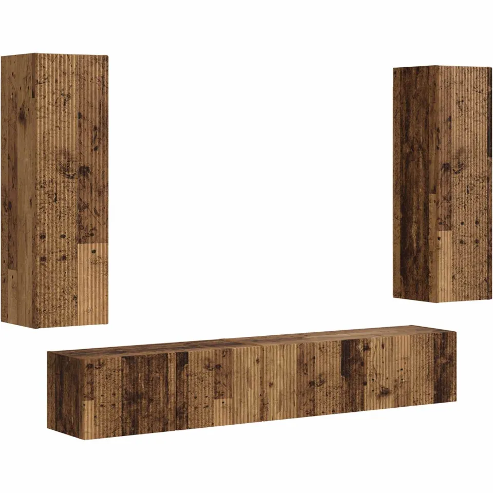 vidaXL Tv-meubelset 3 st 30 x 31 x 100 cm Oudhout bruin, foto 3