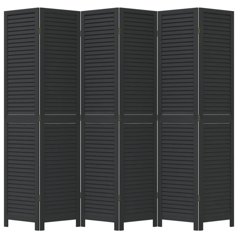 vidaXL Kamerscherm met 6 panelen massief paulowniahout zwart, foto 3