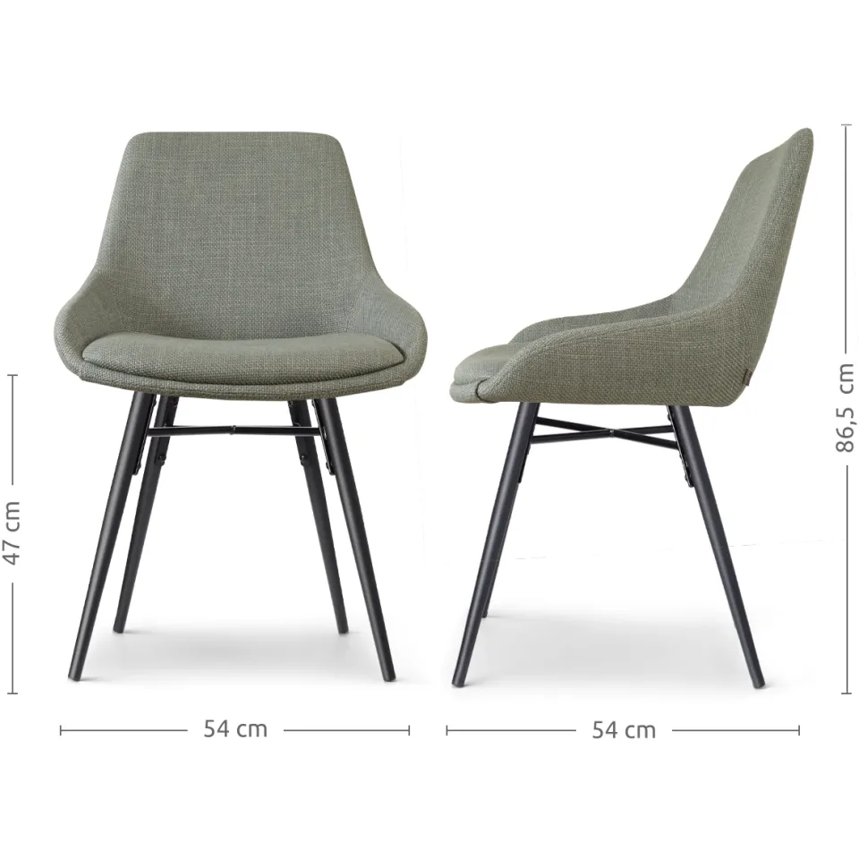 Nolon Nena-Isa eetkamerstoel saliegroen - zwart houten onderstel, foto 3