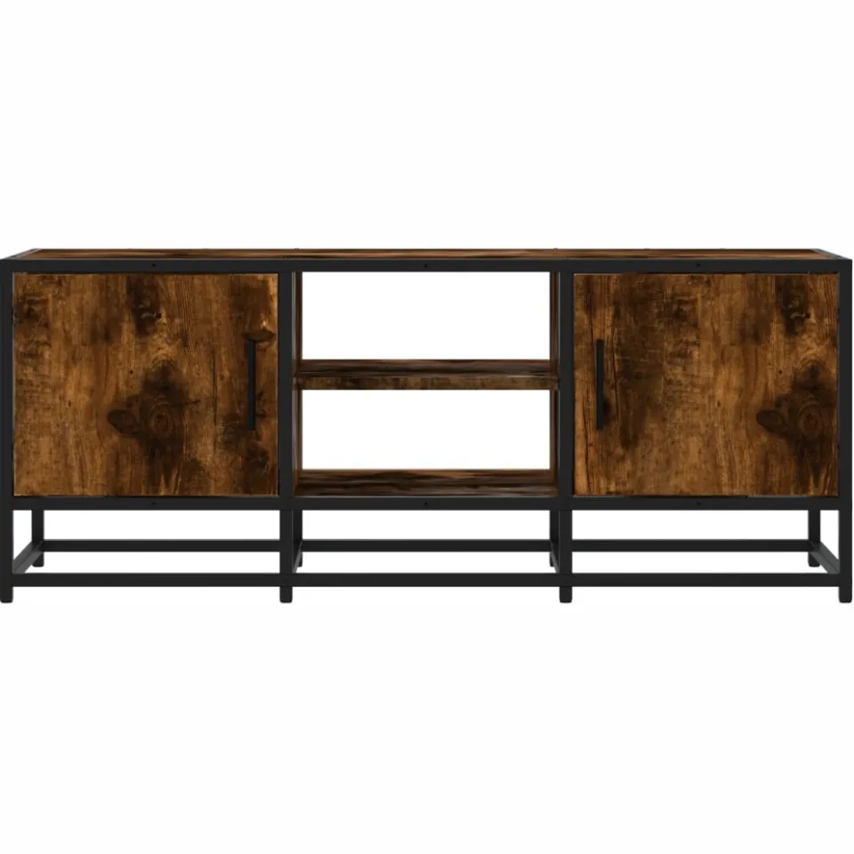 vidaXL Tv-meubel 100x35x41 cm bewerkt hout metaal gerookt eikenkleurig, foto 4