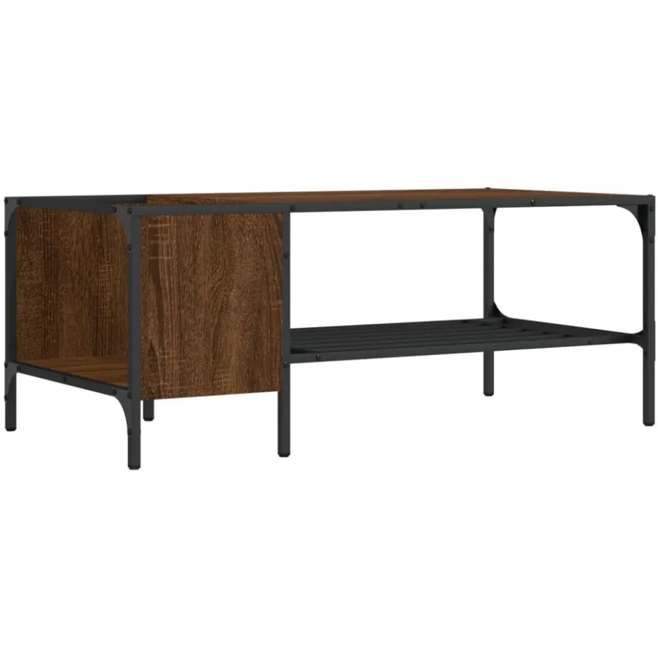 vidaXL Salontafel met rek 100x51x40 cm bewerkt hout bruin eikenkleur