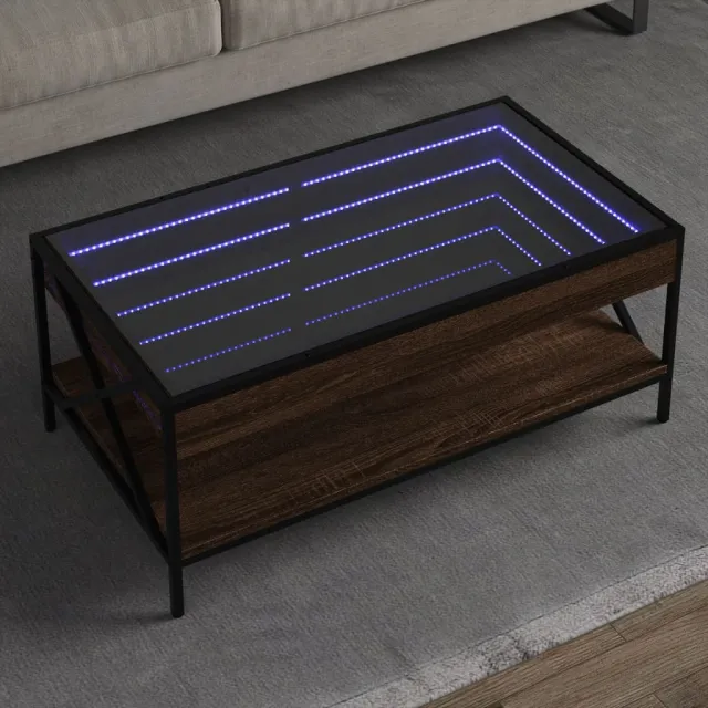 vidaXL Salontafel met Infinity LED 90x50x38 cm bruin eikenkleurig