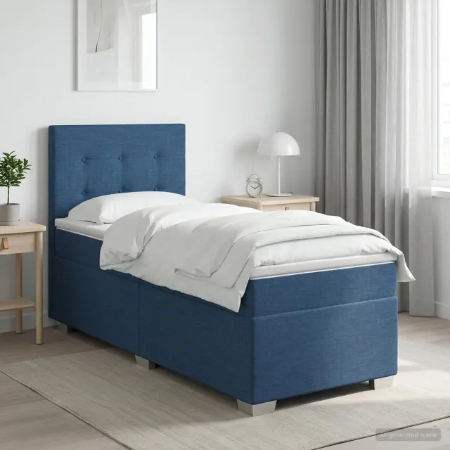 vidaXL Boxspringbed met matras met hoofdeinde Blauw 80 x 200 cm Stof