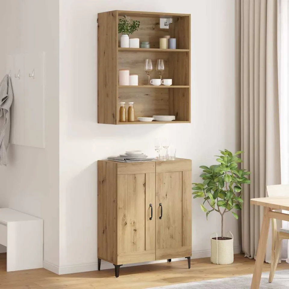 vidaXL Hoge kast 2 st artisanaal eikenkleurig 69,5 x 34 x 180 cm, foto 4