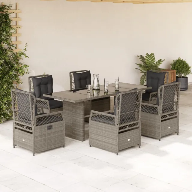 vidaXL 7-delige Tuinset met kussens poly rattan grijs, foto 2
