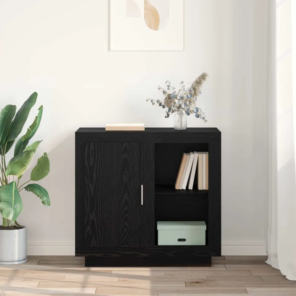 vidaXL Dressoir Zwart Eiken 80 x 40 x 75 cm Bewerkt hout, foto 4