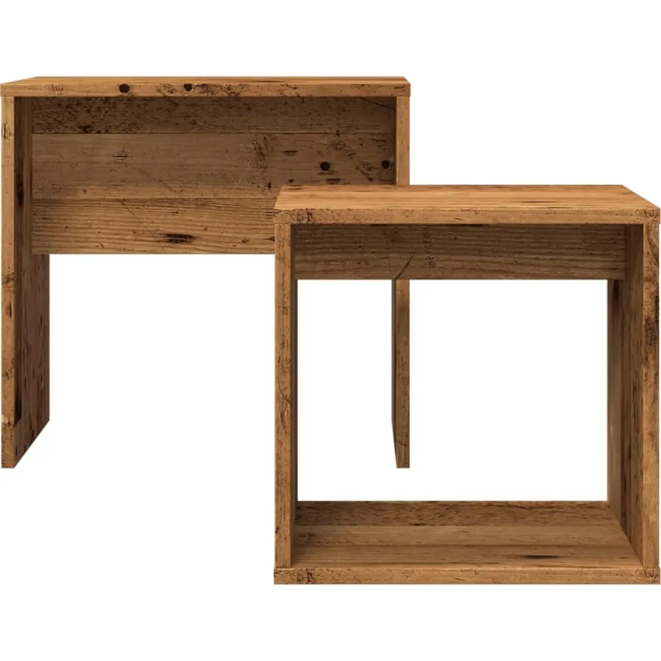 vidaXL 2-delige Tafeltjesset bewerkt hout oud houtkleurig bruin, foto 3