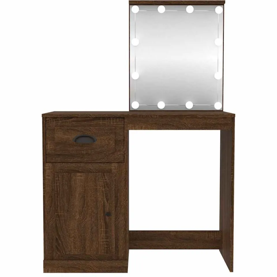 vidaXL Kaptafel met LED 90x50x132,5 cm bewerkt hout bruin eikenkleur, foto 3