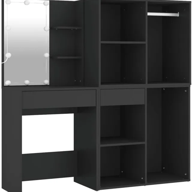 vidaXL Kaptafel - met - LED-verlichting - 60x40x140 - cm - zwart